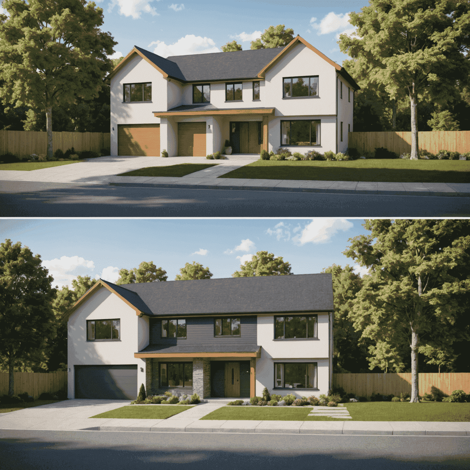 A split-screen image showing a basic 3D model on one side and a fully rendered, photorealistic visualization on the other. This represents the transformation possible through expert consultation.